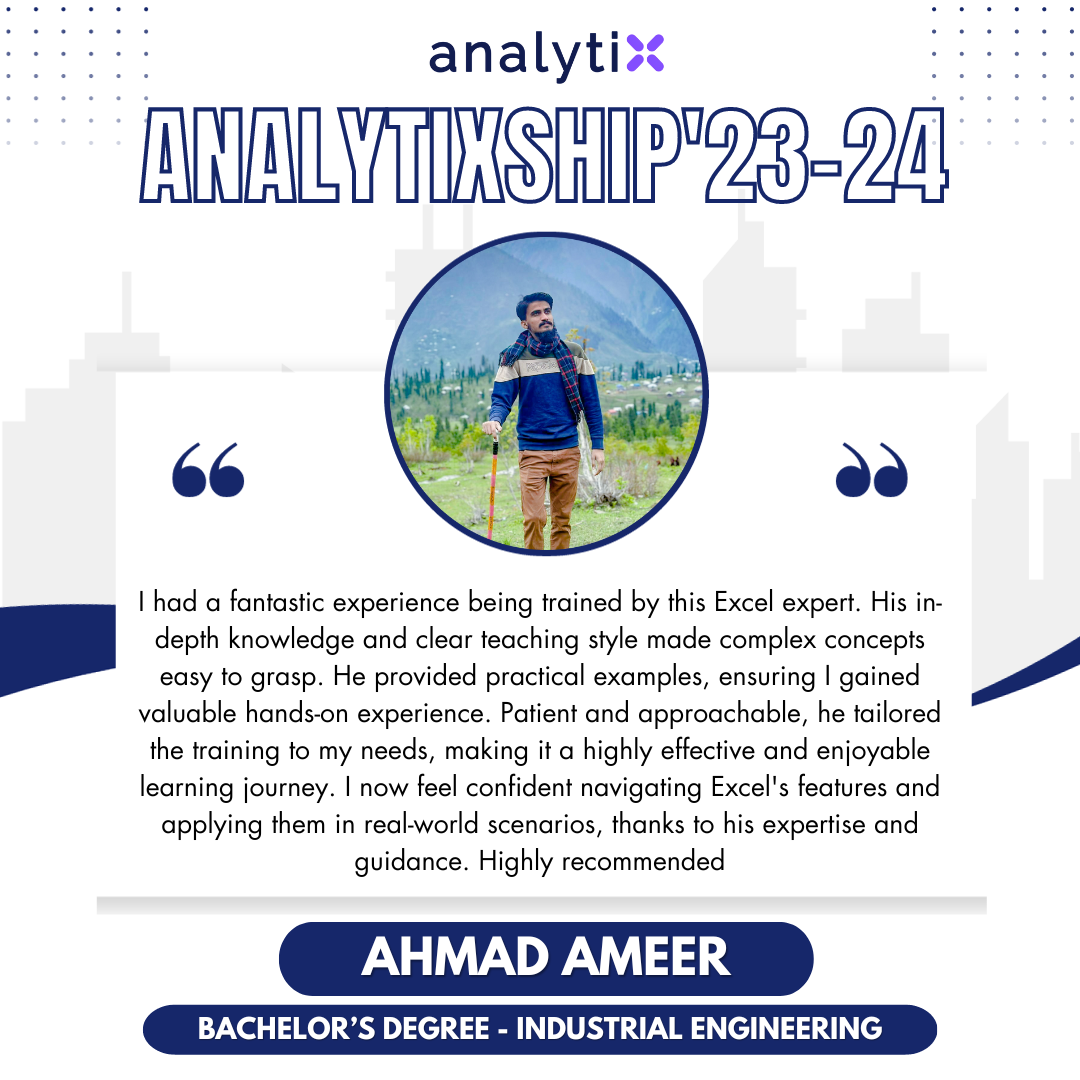 Ahmad Ameer – Advance Excel and Power BI