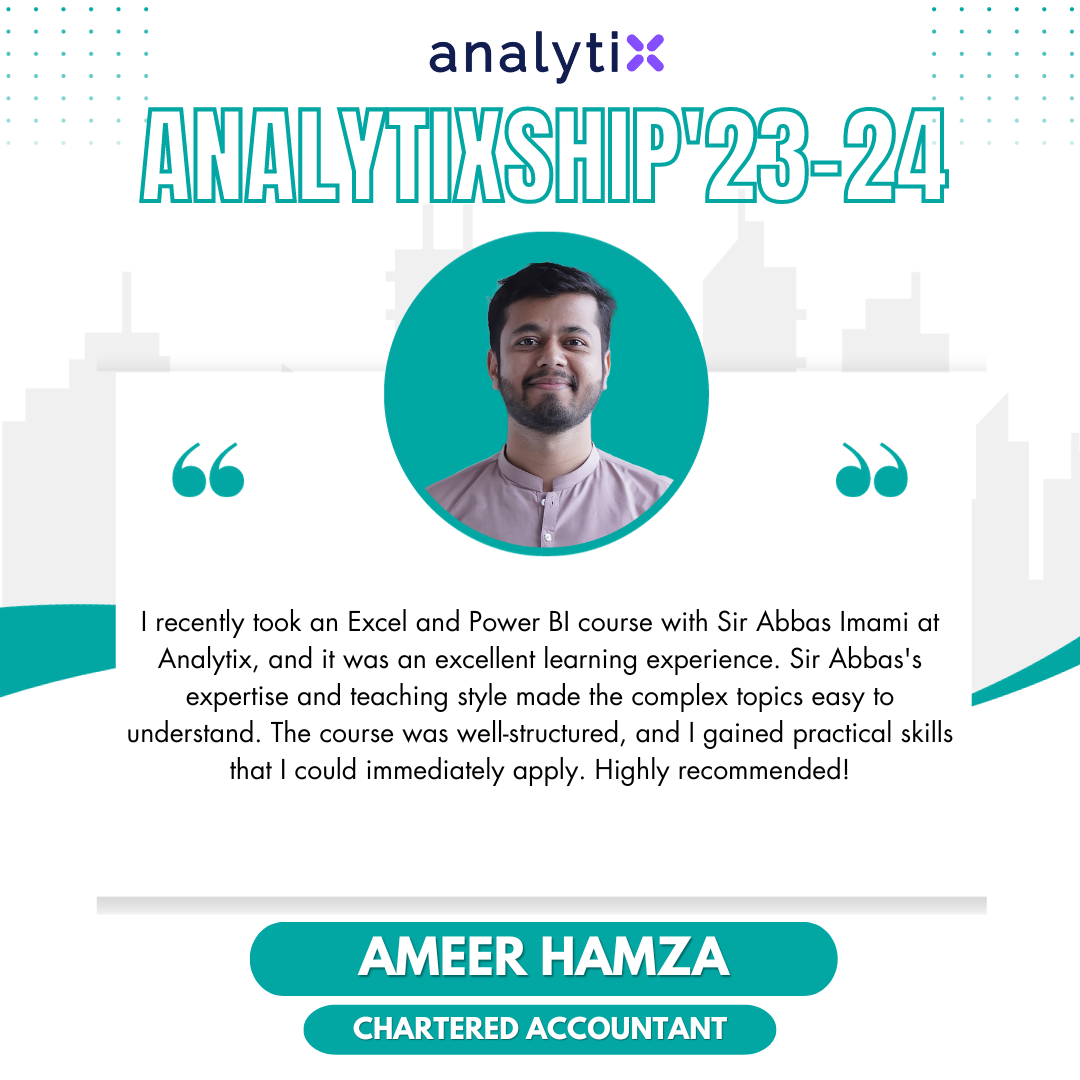 Ameer Hamza – Advance Excel and Power BI