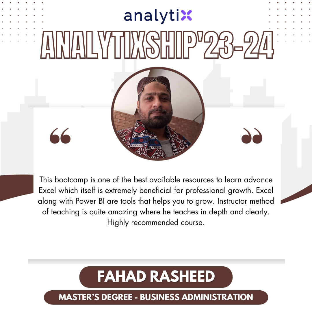 Fahad Rasheed – Advance Excel and Power BI