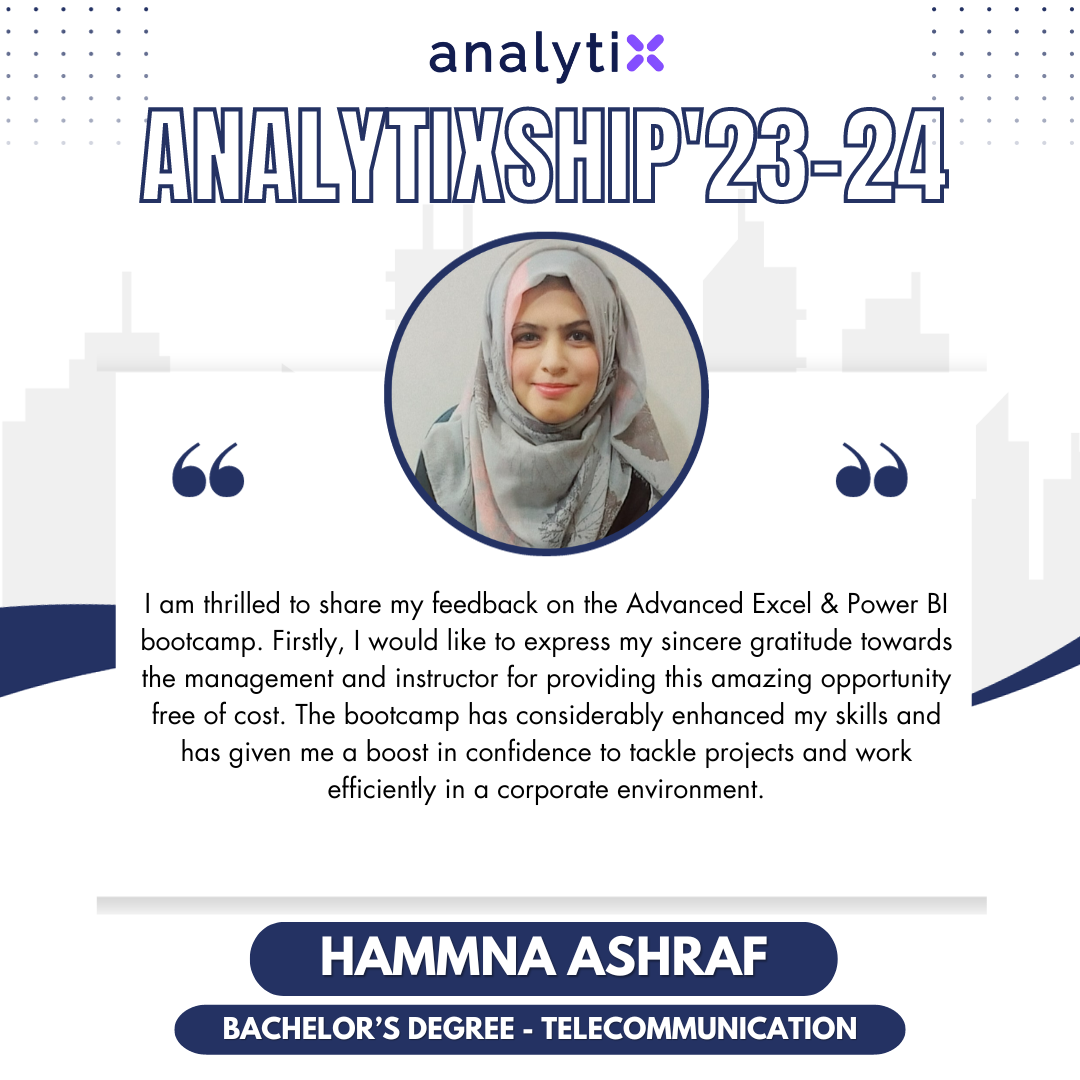 Hammna Ashraf – Advance Excel and Power BI