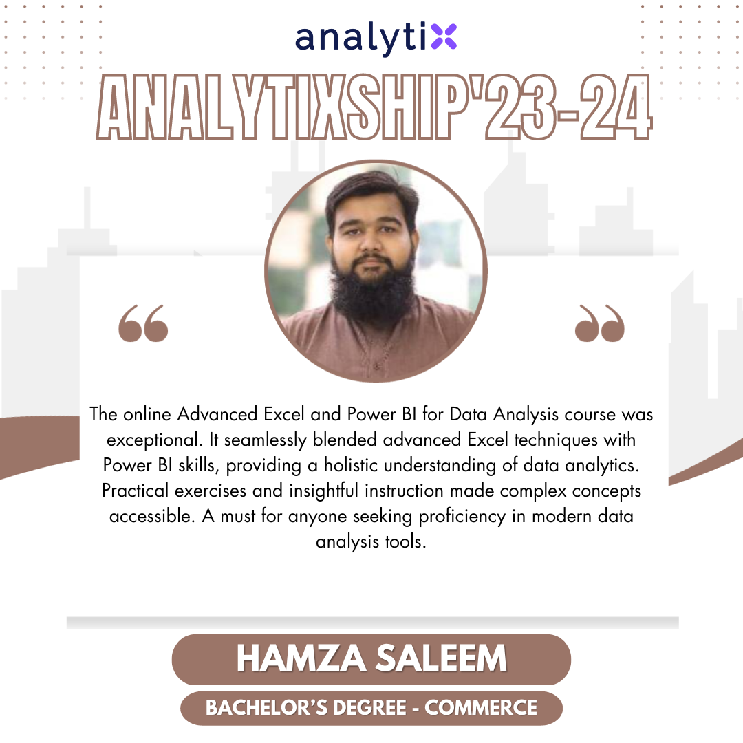 Hamza Saleem – Advance Excel and Power BI