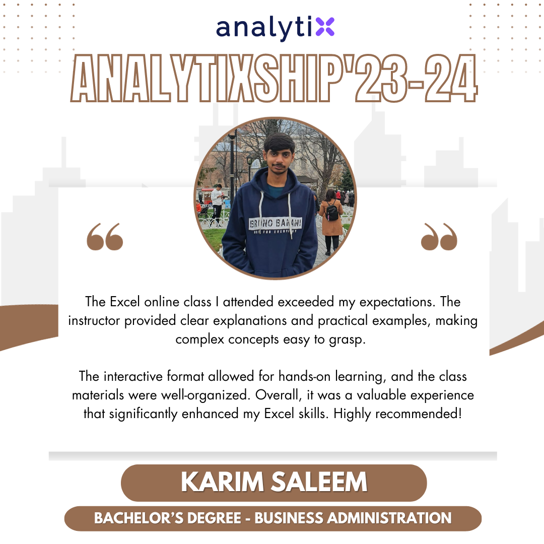 Karim Saleem – Advance Excel and Power BI