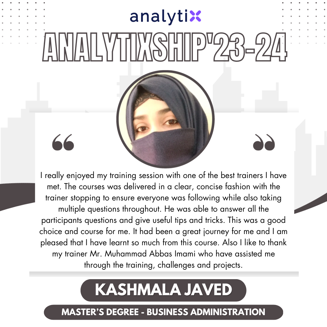 Kashmala Javed – Advance Excel and Power BI