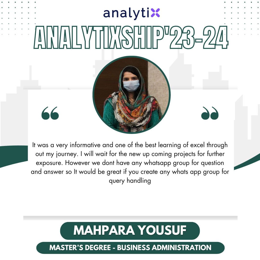 Mahpara Yousuf – Advance Excel and Power BI