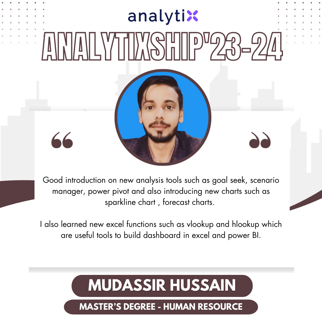 Mudassir Hussain – Advance Excel and Power BI