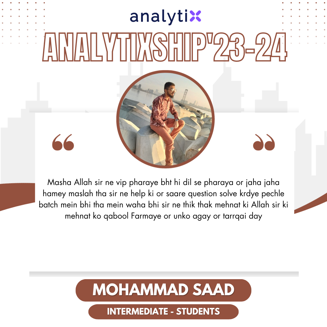 Muhammad Saad – Advance Excel and Power BI