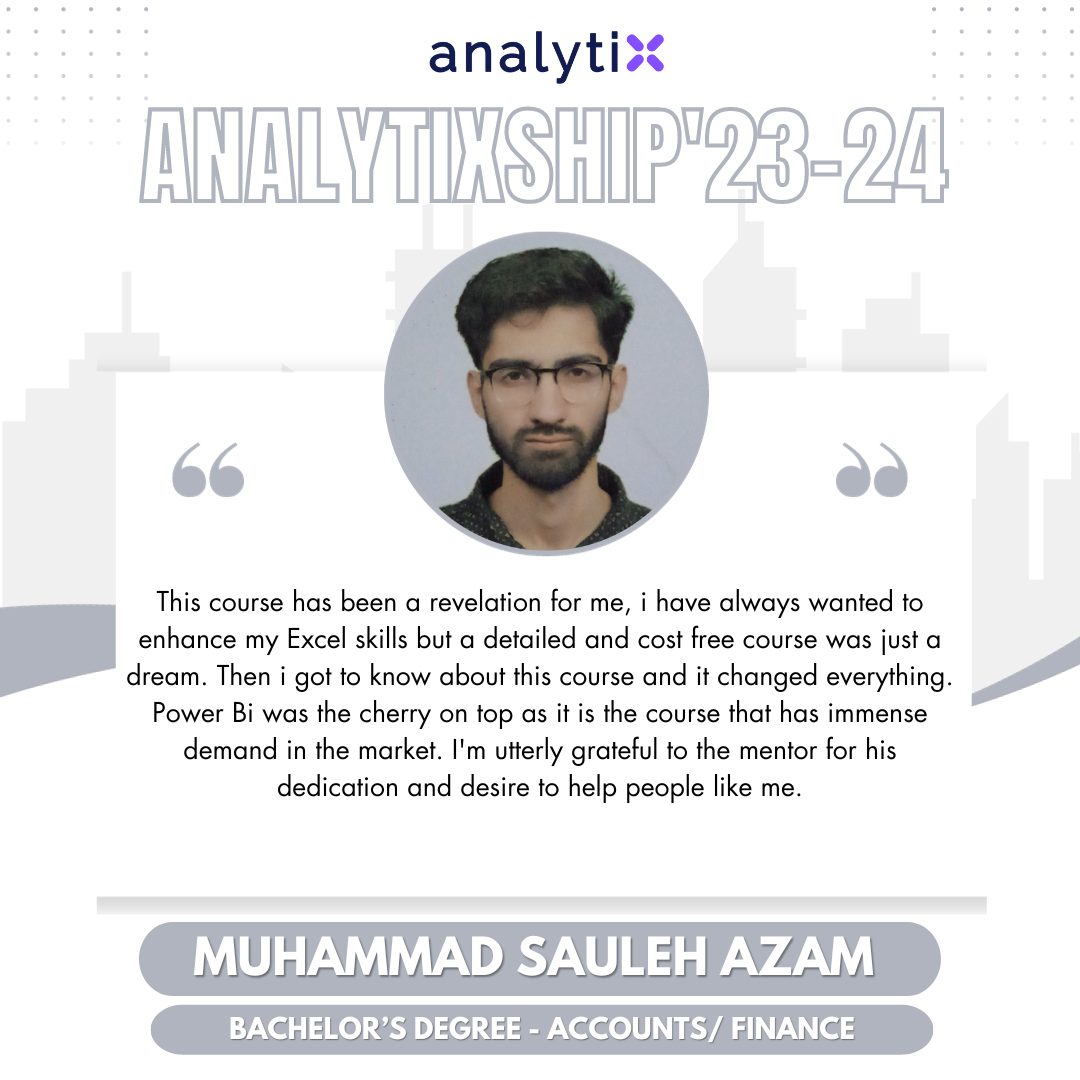 Muhammad Sauleh Azam – Advance Excel and Power BI