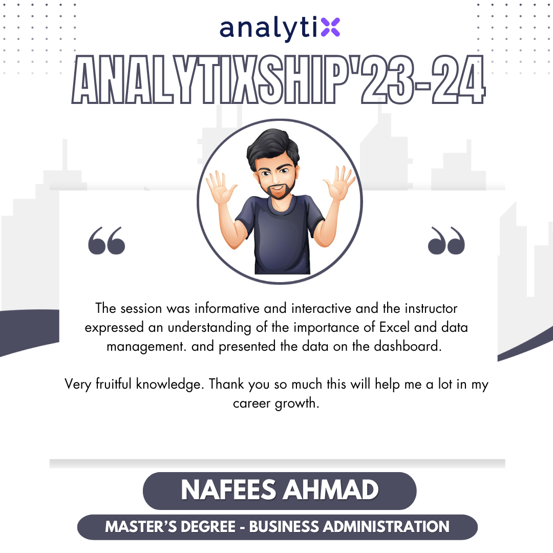 Nafees Ahmad – Advance Excel and Power BI