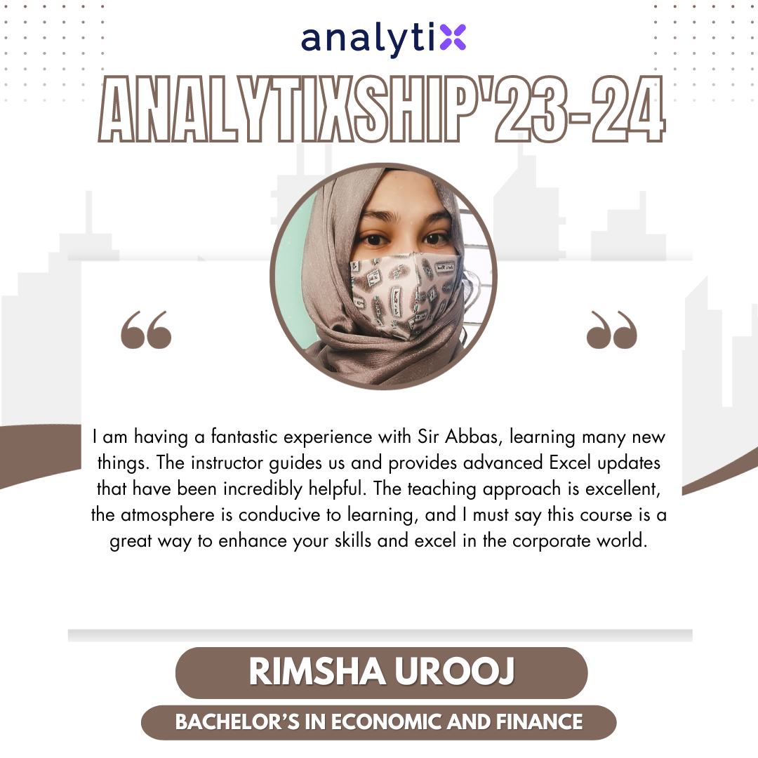 Rimsha Urooj – Advance Excel and Power BI