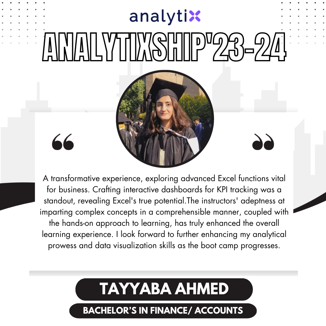 Tayyaba Ahmed – Advance Excel and Power BI