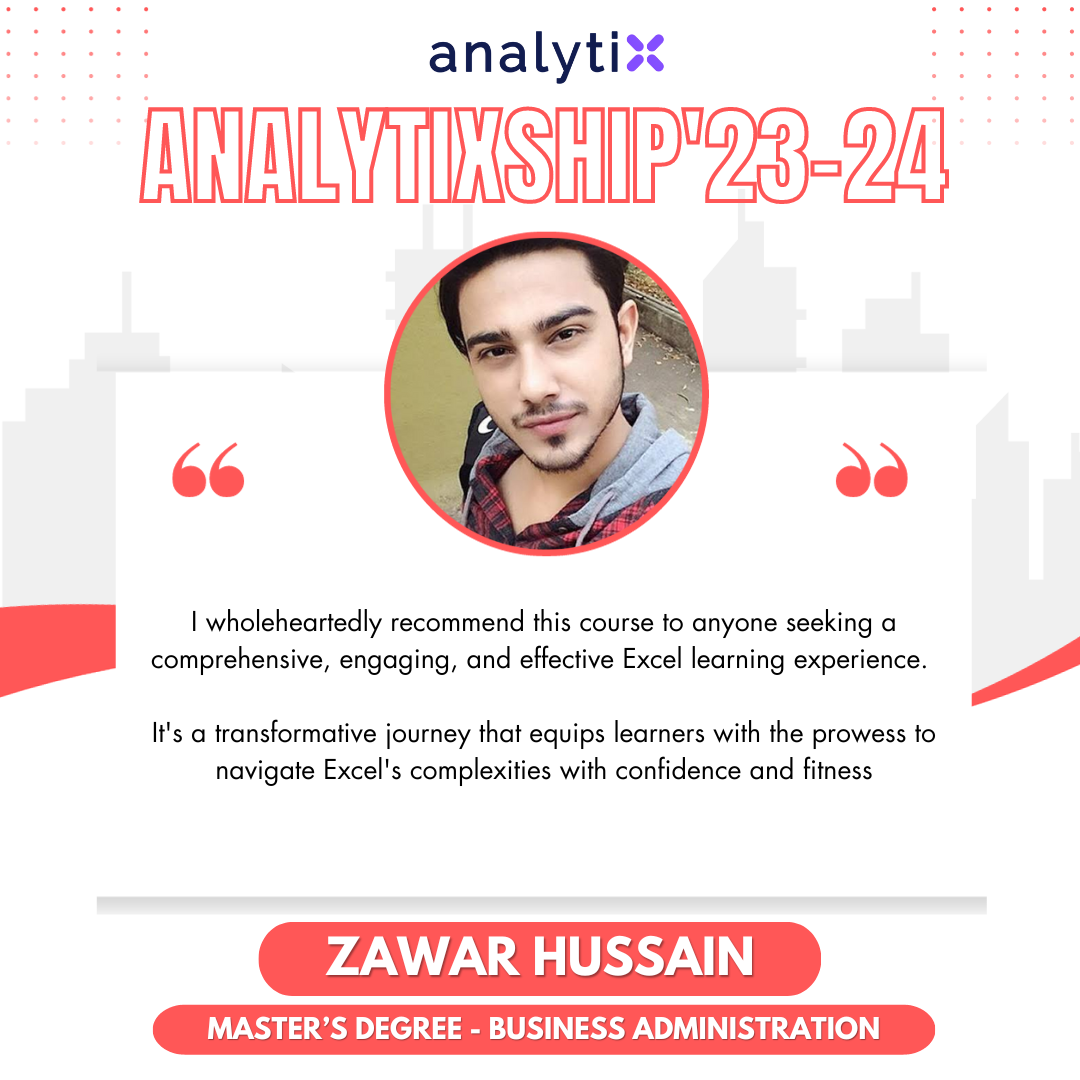 Zawar Hussain – Advance Excel and Power BI